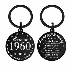 65th Birthday Gifts for Women Men 1960-65 Year Old Birthday Keychain for Female Male Her Him