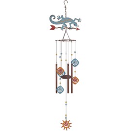 Sunset Vista Designs 93753 Southwest Collection-Campanilla de viento de metal rústico de 35 pulgadas, Gecko, 35.5 x 8.7 x 5.1 pulgadas