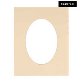16x20 Mat Bevel Cut for 12x16 Photos - Precut Beige Oval Shaped Photo Mat Board Opening - Acid Free Matte to Protect Your Pictures - Bevel Cut for Family Photos, Pack of 1 Matboard
