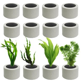 JoyHuaTrade 12 PCS Aquarium Plant Weight Ceramic Ring with Black Sponge, Aquarium Plant Weights Pot Anti Floating for Fish Tank Water Plant Landscape Decoration Accessories