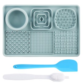 Lick Mat for Dogs, Slow Feeder Licking Mat with Suction Cups for Food and Water, Silicone Feeding Mat Perfect for Anxiety Relief Suitable for Butter Food Yogurt Peanut (Blue)