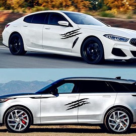 EQLEF Car Sticker Claws Scratch, 2Pcs Claw Mark Car Decal Black Claw Marks Headlight Decal Claw Mark Sticker Waterproof Monster Claw Scratch Decal for Car (Black)