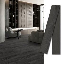 MULGREAT Peel and Stick Tile, 54 Sq.Ft 2mm Thicken Vinyl Plank Flooring, 36 Pieces 36"x6" DIY Self Adhesive Waterproof Wood Floor Tiles for Renters Bedroom, Dark Grey Oak