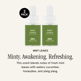 Pura and Allos - Fragrance Refill for Smart Home Air Diffusers - Aromatherapy Scents for Home - up to 120-Hours of Premium Fragrance per Vial - 2 Pack - Mint Leaves (Focus)