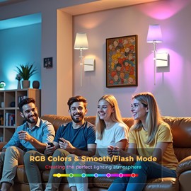 DORESshop Battery Operated Wall Sconce Set of 2, Nickel Rechargeable Wall Lights, Sconce Wall Decor Set of 2, 7 Colors Mode Wireless Sconces for Bedroom Living Room Hallway