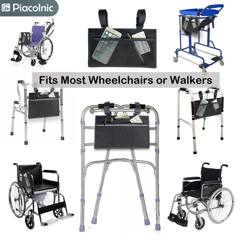 Wheelchair Side Organizer Storage Bag, Waterproof Armrest Pouch with Cup