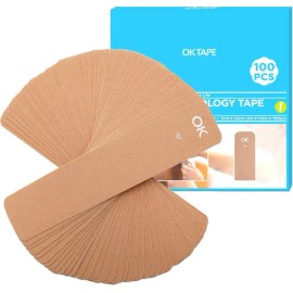 OK TAPE 100Pcs 프리컷 운동학 테이프 스트립 관절 지지 및 근육통 용 탄성 운동 방수 어깨 무릎 발목용 [Beige] OK TAPE 100Pcs Pre-Cut Kinesiology Tape Strips for Joint Support and Muscle Pain, Elastic Waterproof for Shoulders, Knees, Ankles [Beige]