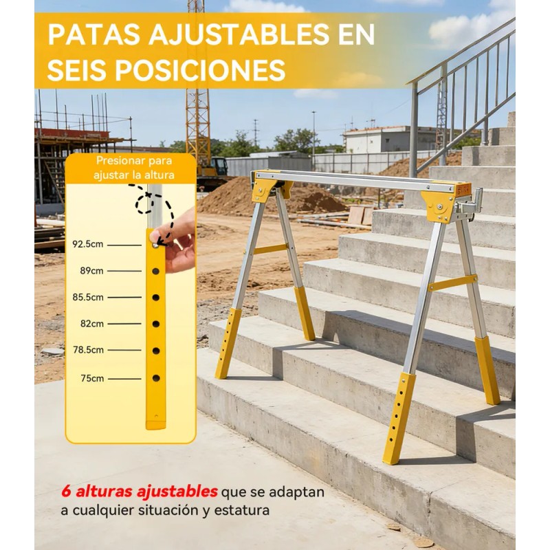 Burros Mesa De Trabajo Plegable 2pzs 1200kg Multiusos Carga Caballete