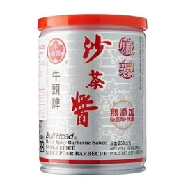 NT# Bull Head Sha Cha Barbecue Sauce - Hot and Spicy 250g -This spicy barbecue sauce not only retains the strong taste of original barbecue sauce but it also adds a touch of spiciness