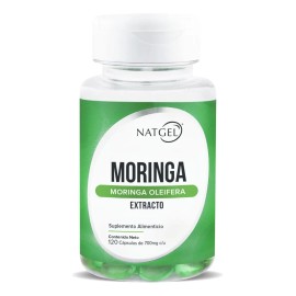 Frasco Moringa Oleifera Extracto De Moringa 120 Cápsulas de 700 mg Natgel sin sabor
