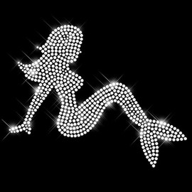 Glitzerdeals Iron-On Transfer Mermaid Rhinestone Iron-On Motif with 580 Rhinestones, Approx. 190 x 150 mm, for Textiles, Also Suitable for Beginners, Machine Washable