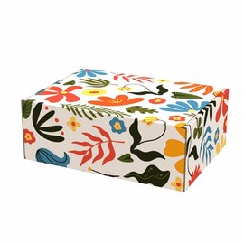 Decorative Shipping Box, 8x6x3 inches, Floral Pattern, White Background, Pack of 12
