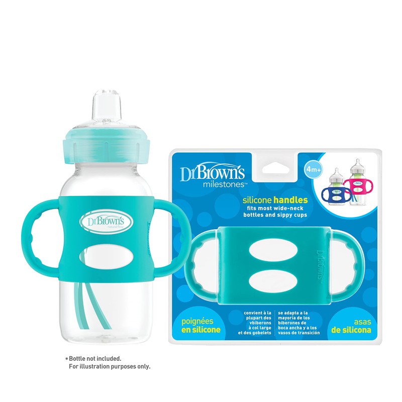 Dr. Brown's Milestones 100% Silicone Baby Bottle Handles, Wide-Neck, Removable