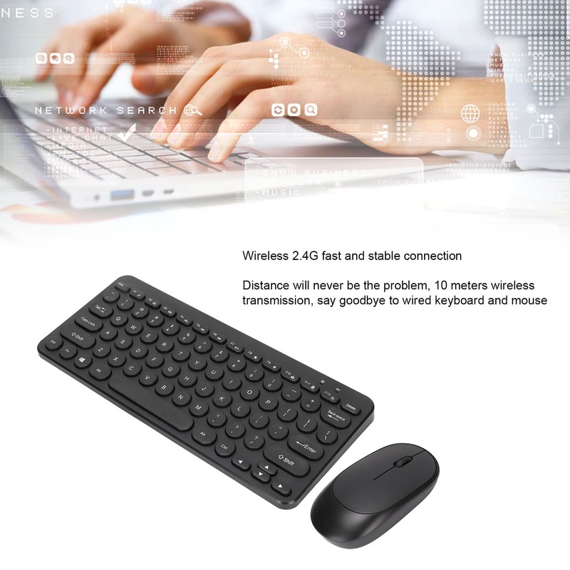 Keyboard Mouse Combo 2.4G Wireless Round Keycaps Ergonomic Design Silent