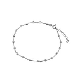 10 Inch Beaded Chain with Bead Balls Sterling Silver Anklet/Ankle Bracelet/Ankle Chain - 925 Sterling Silver - Adjustable 9" to 10" Inch / 23 to 25 cm - Anklets for Women. h2226