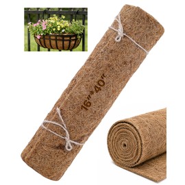 Coco Liners for Planters - Thick Coconut Fiber, Pre-Drained Planter Liner, Reptile Bedding & Garden Mat | 100% Natural & Biodegradable Coconut Coir for Plants (16" x 40")