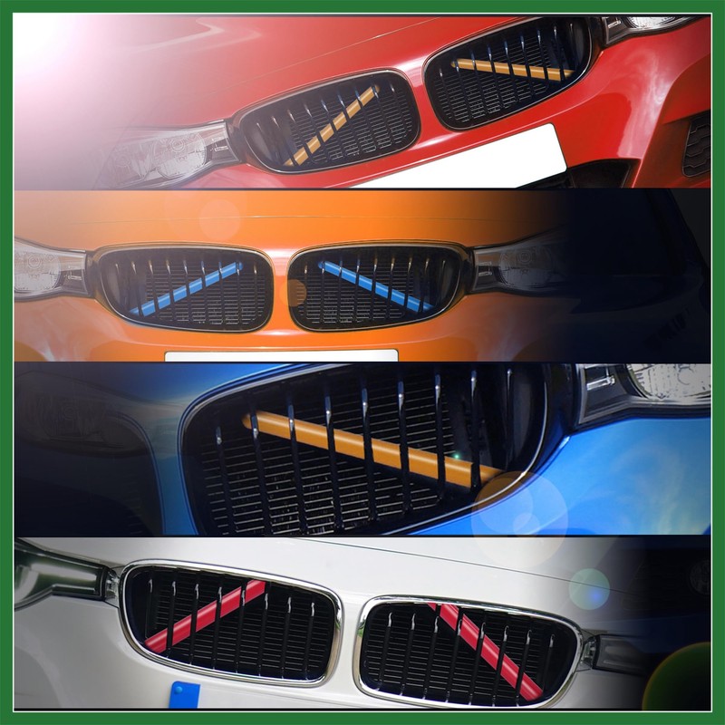 Motoforti Pair Front Grille Trim Strips Cover Blue ABS Replacement