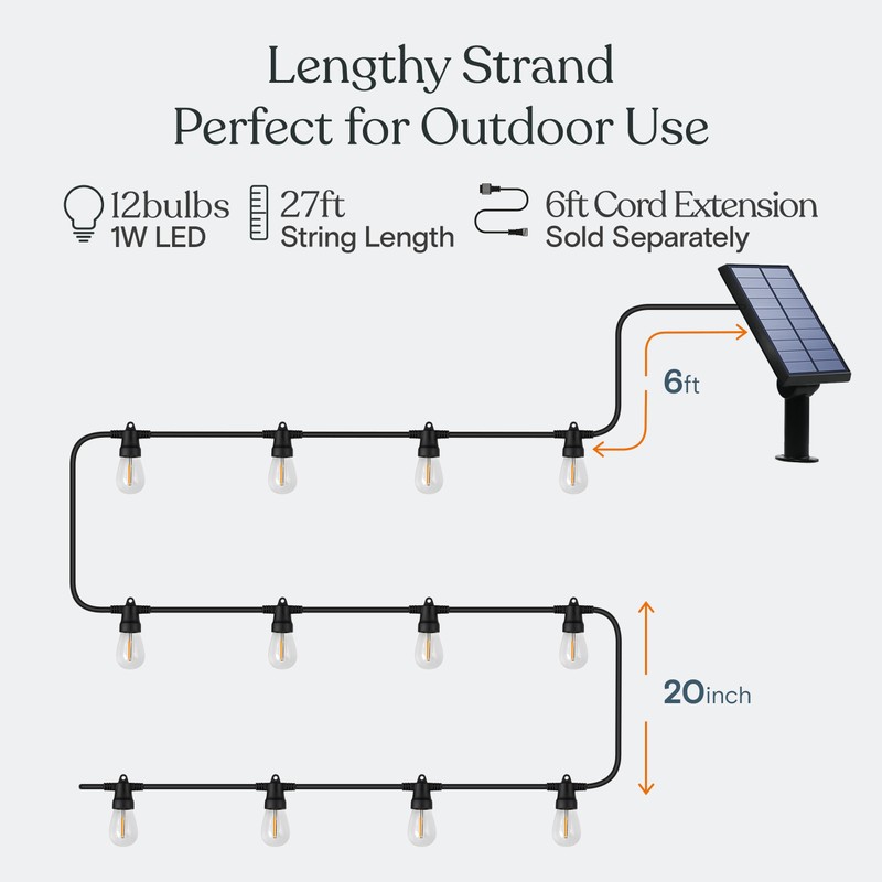 Brightech Ambience Pro Solar Powered Outdoor String Lights - Commercial