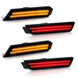 Bestview - Luces LED ahumadas laterales para Chevy Camaro 2010-2015, reflectores de luces laterales de parachoques delantero trasero, ámbar y rojo (4 piezas)