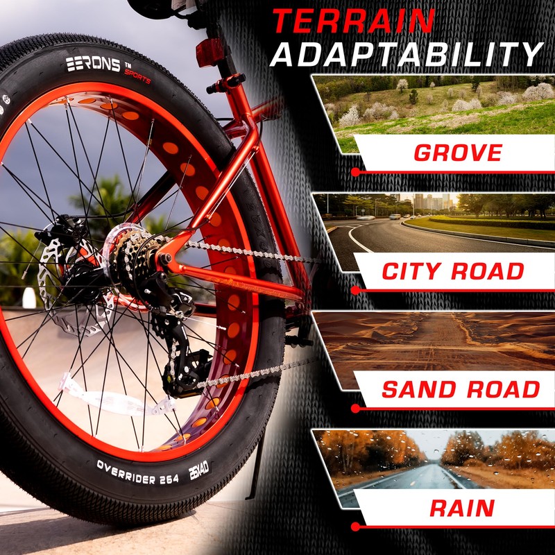 26x4 Fat Tire for Bicycle, 60 TPI, Zero-Rolling Resistance, Folded