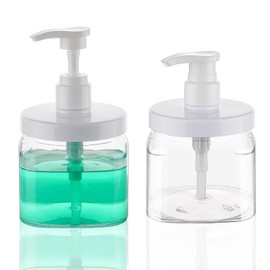 Decorniqu Pump Bottle Dispenser 2 Pack 550ml/18.6oz Lotion Dispenser Wide Mouth Plastic Refillable Lotion Pump Bottles Empty Bathroom Shower Containers for Hand Wash Shampoo Conditioner(Clear)
