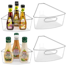 JEISSLIA Lazy Susan Cabinet Organizer Bins for 26"/ 28"/ 32" Diameter Corner Organizer, Plastic Cabinet Storage Bin, 1/8 Wedge - Food Safe, BPA Free, with Non-Slip Pads (for 26" Diameter, 4 Pack)
