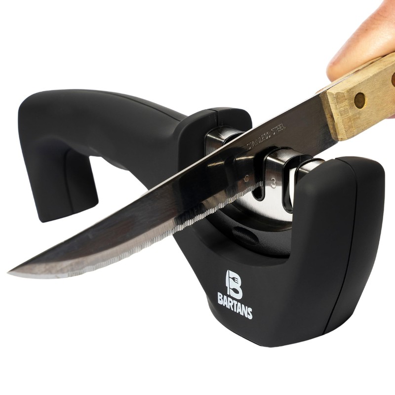 BARTANS 4-in-1 Knife Sharpening Tools with Ergonomic Grip, Non-Slip Base