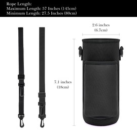Linkidea Water Bottle Carrier with Strap Compatible with YETI Rambler Bottle 18oz, Yonder 600ml/20oz, Insulated Waterbottle Sling Bag Holder, Shoulder Strap with Phone Pocket (Black)