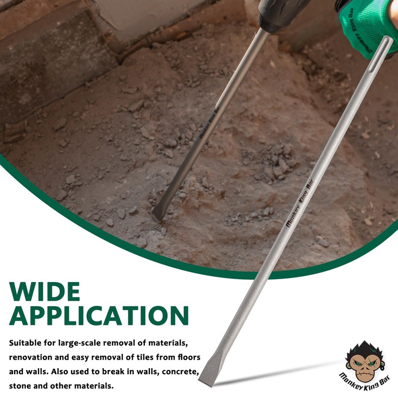 MonkeyKingBar -SDS Max Bits Set 24" Flat Chisel-Masonry Drill Bits