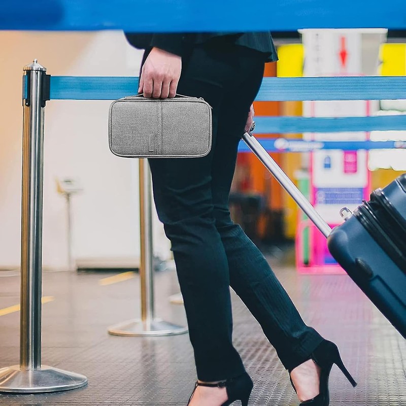 Porta Pasaporte, Organizador de Documentos de Viaje - Gris