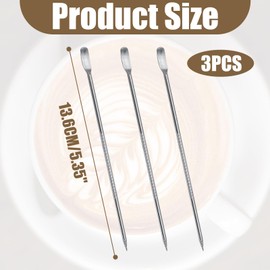 Pack of 3 Latte Art Pen, Coffee Art Pen, Latte Art Pen, Spice Pen, Latte Art, Stainless Steel Coffee Fancy Stitch Coffee Carved Stick, Latte Pen for Cappuccino Latte Espresso Decorating