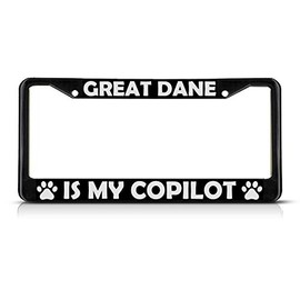 Great Dane Dog is My Co-Pilot License Plate Frame Tag Holder Cover