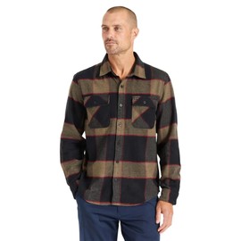 Brixton mens Bowery L/S Flannel Button Down Shirt, Heather Grey/Charcoal, Large US