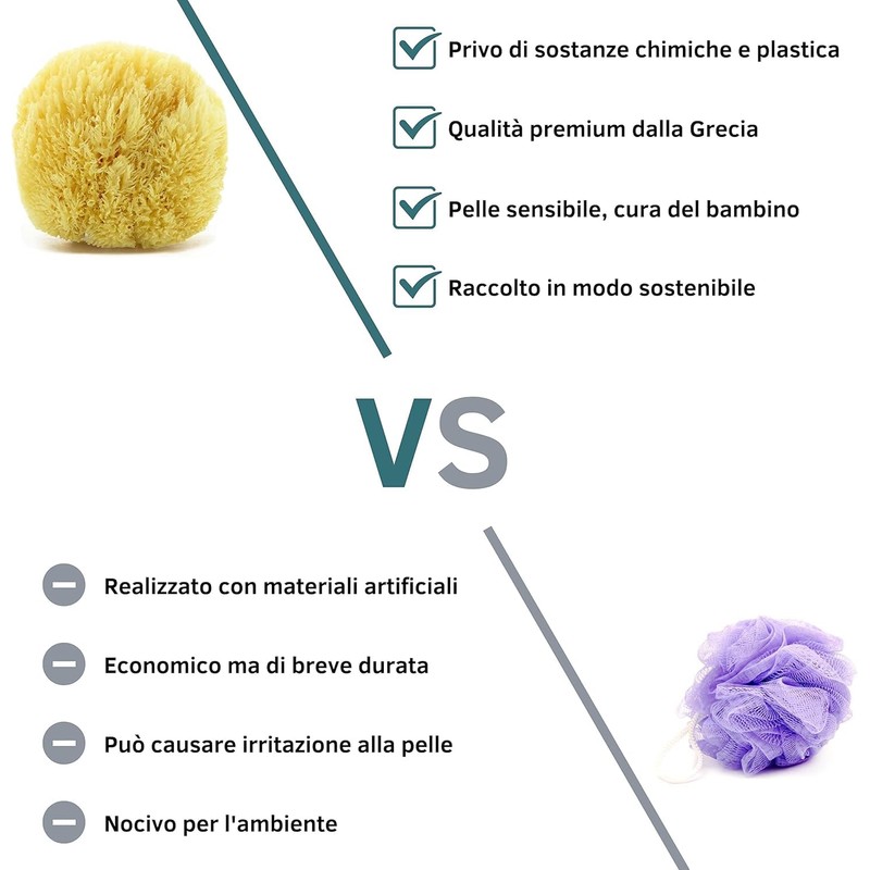 Natural Mediterranean Body Sponge Non Synthetic (11-12cm with Cord)