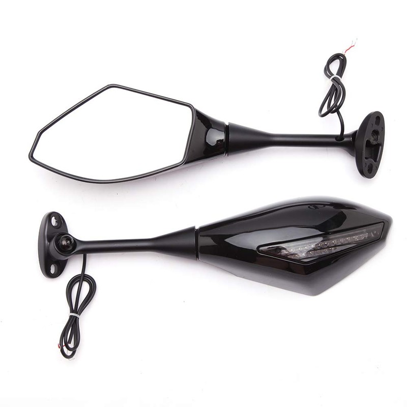 Motorcycle LED Turn Signal Rearview Mirrors Compatible with 2011 2013