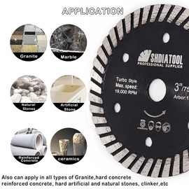 SHDIATOOL Diamond Saw Blade, 3In/75mm Cutter for Granite,Hard Concrete,Hard Artificial,Natural Stones Cutting disc Arbor 3/8In(10mm)（3-Pack）