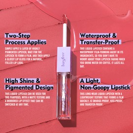 bayfree Long Lasting Liquid Lipstick with Clear Lip Gloss Set, High Pigment and Shine Lip Stain, Waterproof, Kiss-Proof, Up to 24H Wear, 0.1 Fl oz (Radiantly Rose)