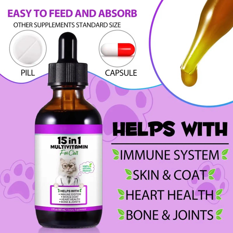 Multivitamínico 15 En 1 Para Gatos Salud Y Energía Natural
