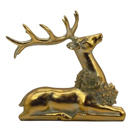 Galt International Gold Resin Reindeer Statue Tabletop Christmas Decoration 8.7" Deer Figurine Ornament for Living Room Bedroom Office Desktop Xmas Decor (Gold), 8.7 x 4.1 x 8 Inch
