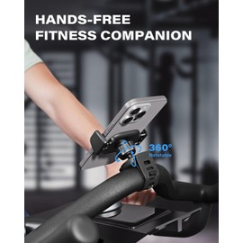 OQTIQ Phone Holder for Peloton & Exercise Bikes, Handlebar Phone Mount with Adjustable Silicone Strap for Treadmill, Stroller, Shopping Cart, Golf Cart, Gym – Universal Fit for 4.7"-6.9" Smartphones