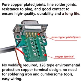 2PCS DB9 Solderless Connector, RS232 D-SUB Serial to 9-Pin Port Terminal Male Adapter Connector Breakout Board with Locking Housing