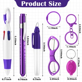 Geiserailie 18 Pcs Nurse Pen Set Retractable Ballpoint Pen Mini Permanent Marker for Nurses Badge Keychain Clip Foldable Scissors LED Flashlight for Appreciation Gift Accessories(Bright Color)