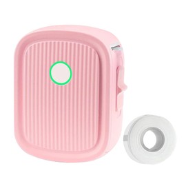 Thermal Label Printer 203dpi 12mm Printing Mini Rechargeable APP Control BT Label Maker with 1 Roll 15 X 30 Paper Pink