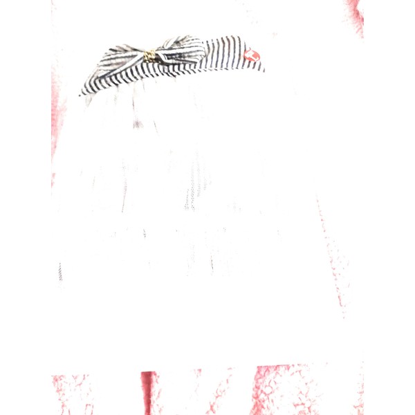 Pet Dress with Striped Bow, White and Blue, Size Large