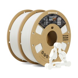 OVERTURE 2KG Bundle PETG 3D Printer Filament 1.75mm, Neatly Wound Durable PETG 2 Pack 1kg(2.2lbs), Strong Toughness Filament, Dimensional Accuracy +/- 0.02mm, Fit Most FDM Printers (White (2-Pack))