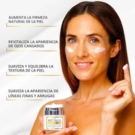 Crema de retinol para rostro con colágeno y ácido hialurónico - Crema antienvejecimiento antiarrugas para mujeres y hombres - Hidratante facial de día