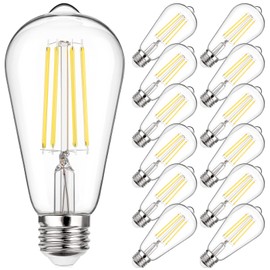 MAXvolador Vintage LED Edison Bulb 60W Equivalent 800LM, 6W ST58 Filament Light Bulbs, Neutral White 4000K, E26 Base, Non-Dimmable, Pack of 12