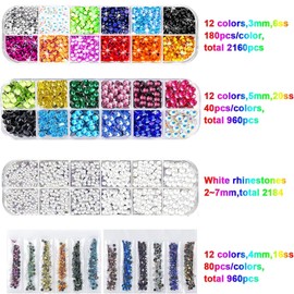 GLTECK Hotfix Applicator, Bedazzler Kit with 5784 PCS Rhinestones for Crafts, DIY Hot Fix Rhinestone Applicator Wand Setter Tool with 7 Tips, 6 Pattern Templates, Gloves, Tweezers & Cleaning Brush