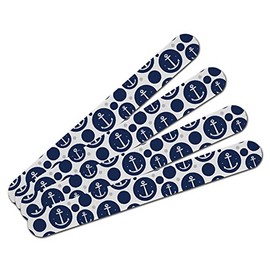 Double-Sided Nail File Emery Board Set 4 Pack - Sailing Boating - Anchor Sailing Navy Nautical
