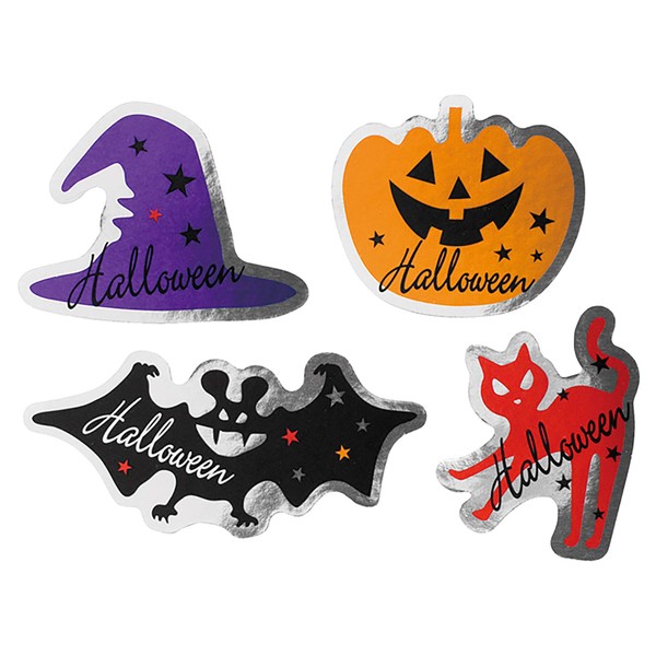 BHW-1S Gift Stickers HW Black Halloween 4 Types Assortment (100 Pieces)